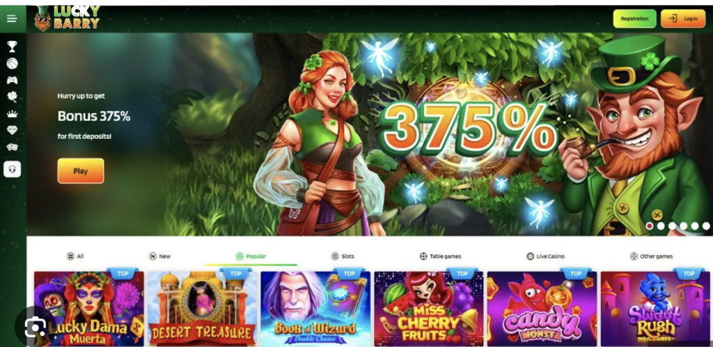 Image of Lucky Barry casino game options on website