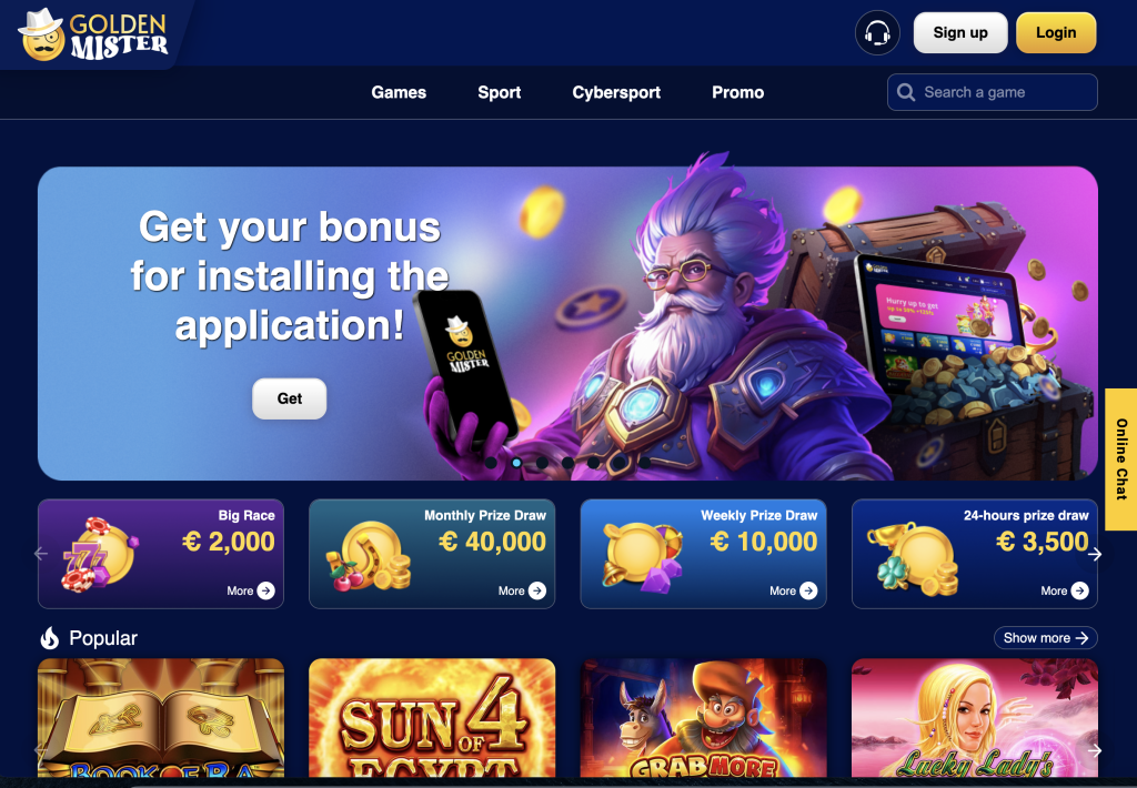 Image of Golden Mister home page